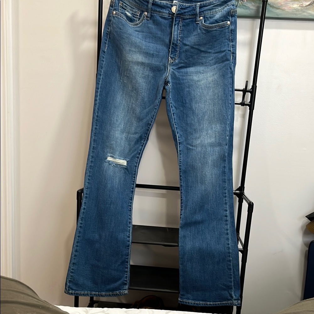 Seven7 Distressed Blue Flare Jeans
